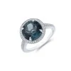 18ct White Gold Diamond 0.22ct and London Blue Topaz 5.21ct Halo Ring