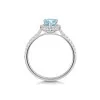 18ct White Gold 0.80ct Pear Shape Blue Topaz Ring with Diamond Halo and Shoulders