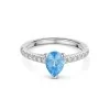 Platinum 1.00ct Pear Cut Blue Topaz with Diamond Shoulders Ring