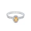 9ct White Gold Oval Cut Citrine 0.53ct Diamond Halo Ring