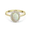 9ct Yellow Gold 0.78ct Oval Opal & Round Brilliant Diamond Halo Ring