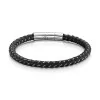 Gents Stainless Steel & Leather Plaited Bracelet