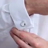 Silver Patterned Circle Cufflinks