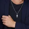 Sterling Silver Herringbone Arrow Mens Pendant Necklace