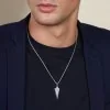 Sterling Silver Herringbone Arrow Mens Pendant Necklace