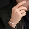 Sterling Silver Plain Mens Torque Bangle