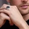 Silver Mens Adjustable Signet Ring