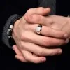Silver Mens Adjustable Signet Ring
