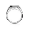 Silver Mens Black Detail Adjustable Signet Ring