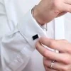 Silver Rectangular Black Enamel Cufflinks