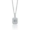 18ct White Gold Emerald Cut 0.41ct Diamond Halo Pendant