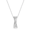 18ct White Gold Princess & Round Brilliant Cut 0.40ct Diamond Multi Strand Cross Over Pendant