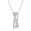 18ct White Gold Baguette & Round Brilliant Cut 0.60ct Diamond Multi Strand Cross Over Pendant