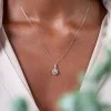 9ct White Gold 0.33ct Round Brilliant Diamond Illusion Style Halo Drop Pendant