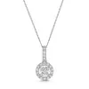 9ct White Gold 0.33ct Round Brilliant Diamond Illusion Style Halo Drop Pendant