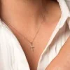 9ct White Gold Brilliant Cut 0.15ct Diamond Cross Pendant