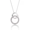 9ct White Gold Brilliant Cut 0.15ct Diamond Double Circle Pendant