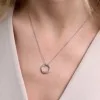 9ct White Gold Round Brilliant 0.15ct Diamond Woven Circle Pendant