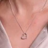 9ct White Gold Round Brilliant 0.25ct Diamond Offset Heart Pendant