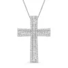 9ct White Gold Round Brilliant 0.75ct Diamond Fancy Cross Pendant