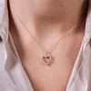 9ct Yellow Gold Round Brilliant Diamond 0.42ct Double Halo Heart Pendant