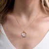 9ct Yellow Gold Round Brilliant 0.10ct Diamond Cross Over Pave Circle Pendant - Exclusive to CH