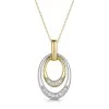 9ct White Gold and Yellow Gold Round Brilliant Diamond Oval Drop Pendant