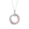 9ct 3 Colour Gold Brilliant Cut 0.20ct Diamond Circle Pendant