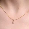 9ct Yellow Gold Round Brilliant 0.05ct Diamond Initial C Pendant