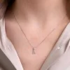 9ct White Gold Round Brilliant 0.06ct Diamond Initial A Pendant