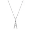 9ct White Gold Round Brilliant 0.06ct Diamond Initial A Pendant