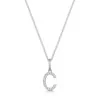 9ct White Gold Round Brilliant 0.05ct Diamond Initial C Pendant