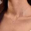 9ct White Gold Round Brilliant 0.07ct Diamond Initial E Pendant