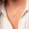 9ct White Gold Brilliant Cut 0.10ct Diamond Double Heart Necklace