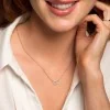 9ct White Gold Brilliant Cut 0.10ct Diamond Double Heart Necklace