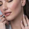 18ct White Gold Baguette and Brilliant Cut 0.50ct Diamond Cluster Stud Earrings