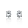 18ct White Gold Oval Cut 0.70ct Diamond Halo Stud Earrings