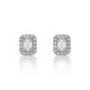 18ct White Gold Emerald Cut 0.74ct Diamond Halo Stud Earrings