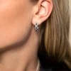 18ct White Gold Round Brilliant 0.18ct Diamond Geometric Hoop Earrings
