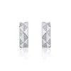 18ct White Gold Round Brilliant 0.18ct Diamond Geometric Hoop Earrings 