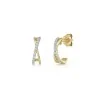 9ct Yellow Gold Round Brilliant 0.08ct Diamond Cross Over Hoops Earrings