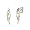9ct Mixed Metal Round Brilliant Diamond Twist Drop Earrings