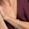 18ct White Gold Baguette and Brilliant Cut 0.75ct Diamond Bar Pendant