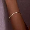 9ct Yellow Gold Round Brilliant 0.75ct Diamond Off Set Line Bangle
