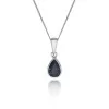 9ct White Gold Pear Sapphire Rub Over Pendant