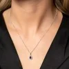9ct White Gold Round Brilliant 0.19ct Diamond and Pear Cut Sapphire Halo Pendant