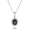 9ct White Gold Diamond 0.18ct and Sapphire Halo Pendant