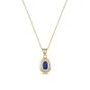 9ct Yellow Gold 0.50ct Oval Sapphire & Diamond Halo Pendant