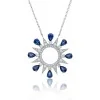 18ct White Gold Pear Cut Sapphire Diamond 4.85ct Celestial Style Pendant 1