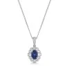 18ct White Gold 1.47ct Oval Cut Blue Sapphire & 2.04ct Mixed Cut Diamond Halo Pendant